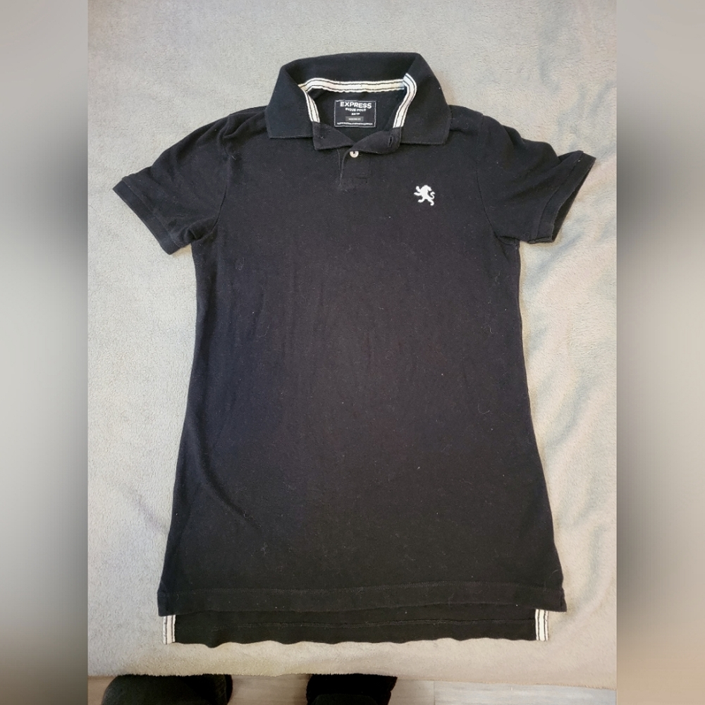 EXPRESS MENS Men's Cotton Black Fitted POLO SHIRT